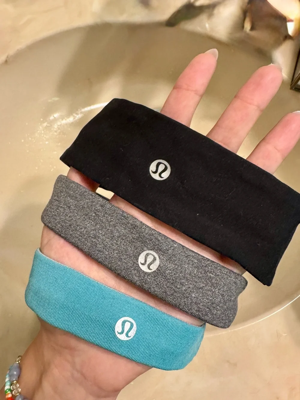 Lululemon Headband Bundle Lot of 3 Grip Running Yoga Black Gray Blue